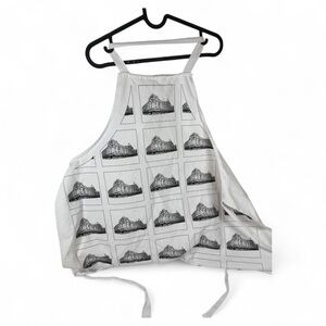 Harrods White Apron with Black Architectural Design